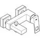 GROHE-Wannenbatterie mit Wandmontage, quadratischer Formensprache und zwei seitlichen Anschlüssen, in einem schlichten Design.