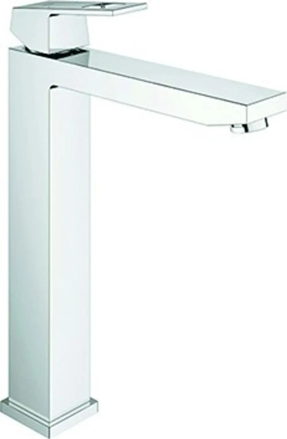 GROHE-Armatur in chrom für freistehende Waschschüsseln, rechteckig mit flachem Wasserhahn und einem schlichten, modernen Design.