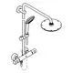 Duschsystem von Grohe mit einer Kopf- und Handbrause, Thermostatbatterie und horizontaler Montage, dargestellt in einer schematischen Zeichnung.
