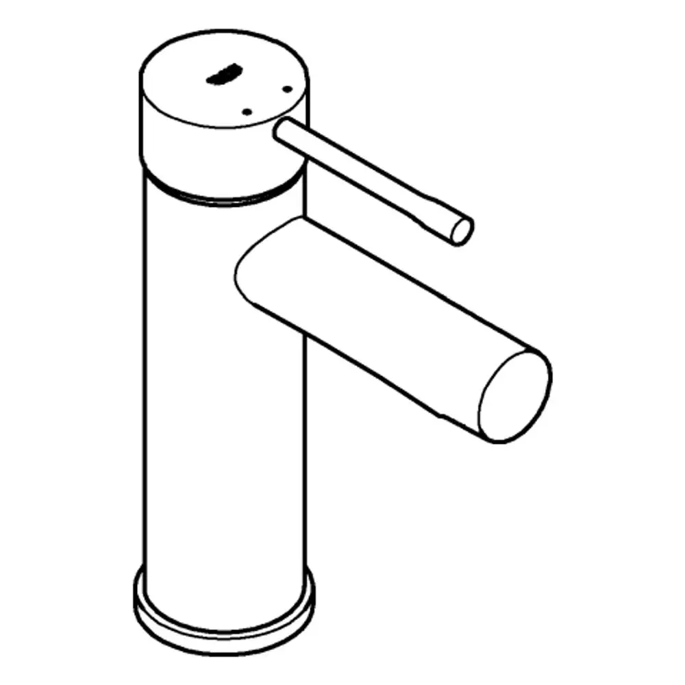 Grohe-Waschtischbatterie mit glattem Körper und seitlichem Hebel, in chromfarbenem Finish. Entwurf zeigt einfache geometrische Formen und saubere Linien.