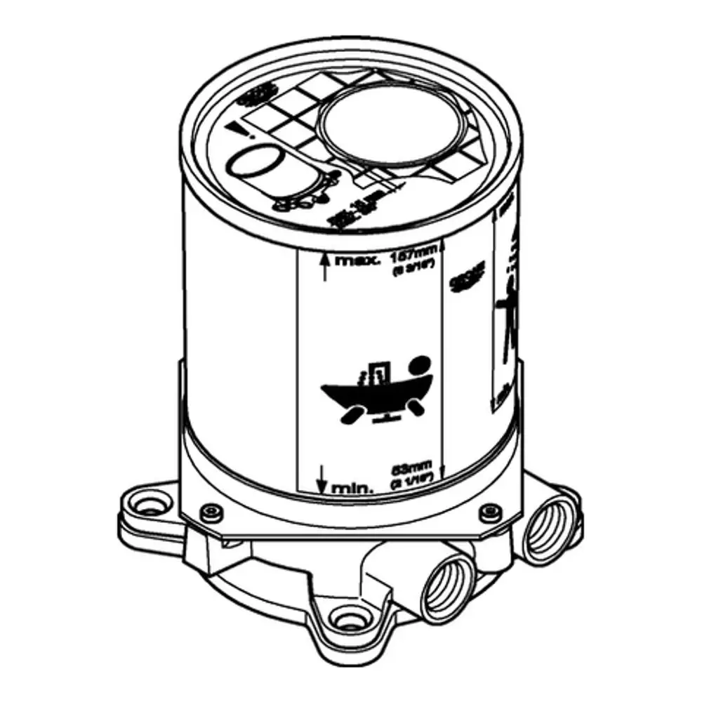 GROHE Rohbauset mit zylindrischer Bauform und mehreren Anschlüssen, zur Montage von freistehenden Wanneneinläufen und Mischbatterien geeignet.