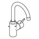 Chromene Waschtischarmatur von Grohe mit geschwungenem Auslauf und einem Hebel zur Temperatur- und Mengenregelung.