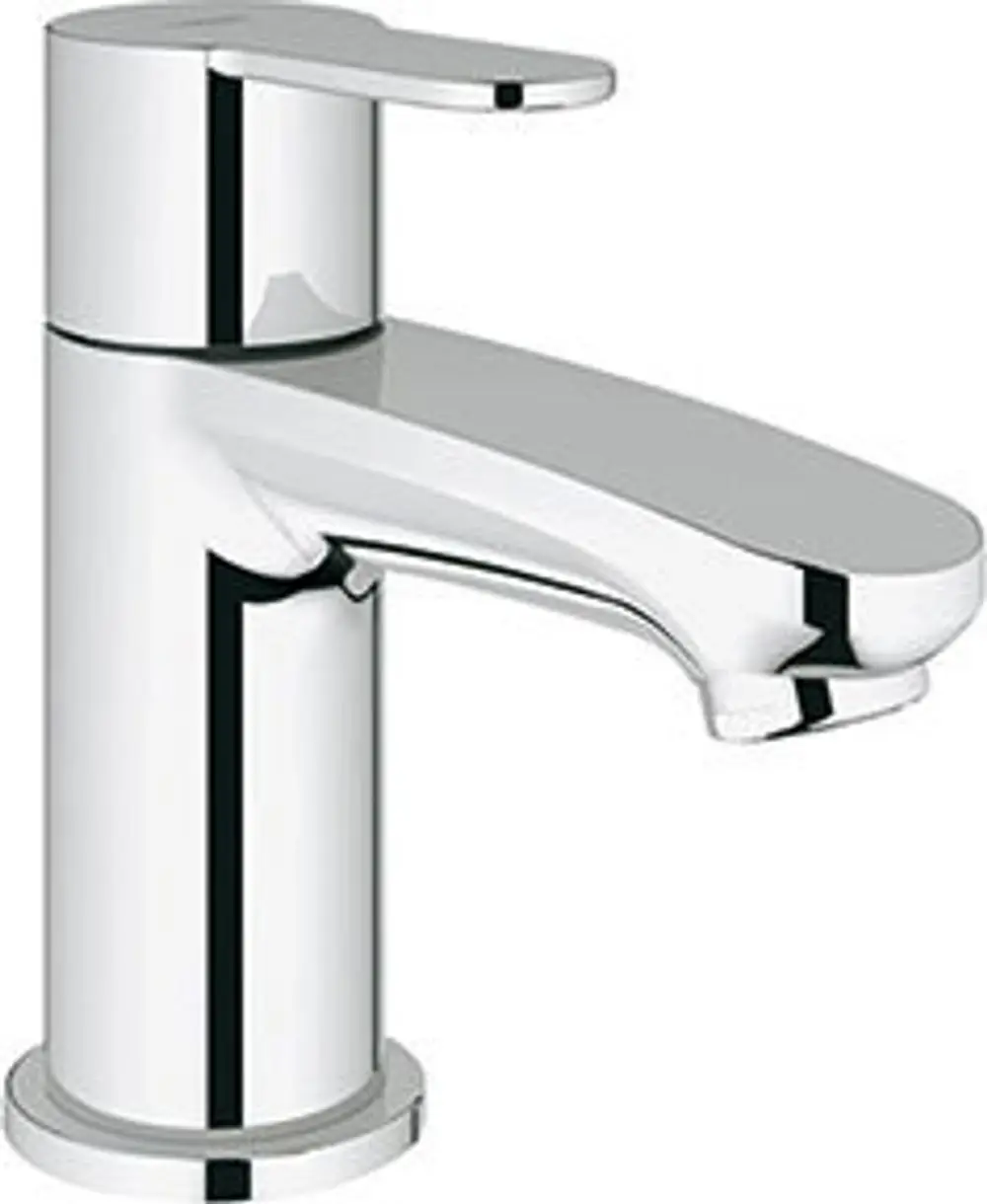 Chromfarbener Wasserhahn mit schmalem Design und seitlichem Hebel zur Temperaturregelung. Hersteller ist Grohe.
