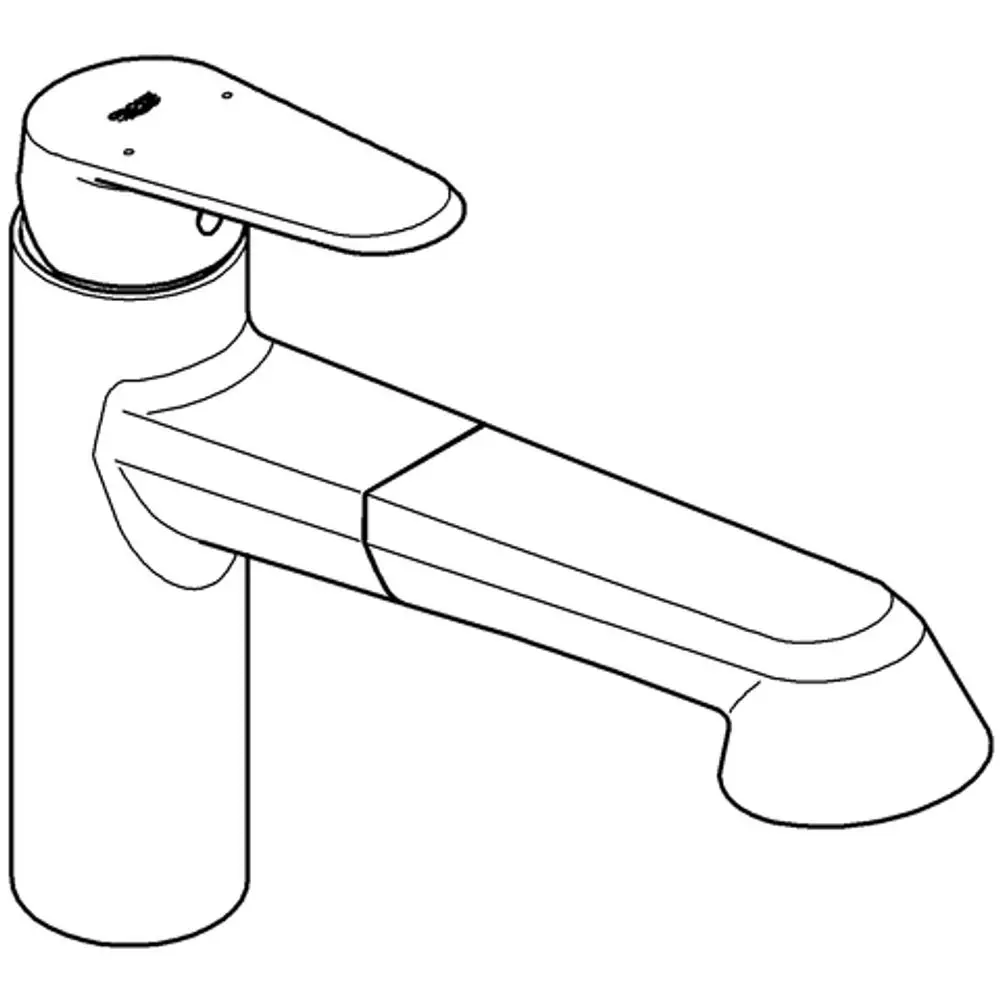 Grohe Auslaufarmatur mit einem flachen Auslauf und einer abgerundeten Form, geeignet für den Einsatz in Spül- oder Waschbereichen.