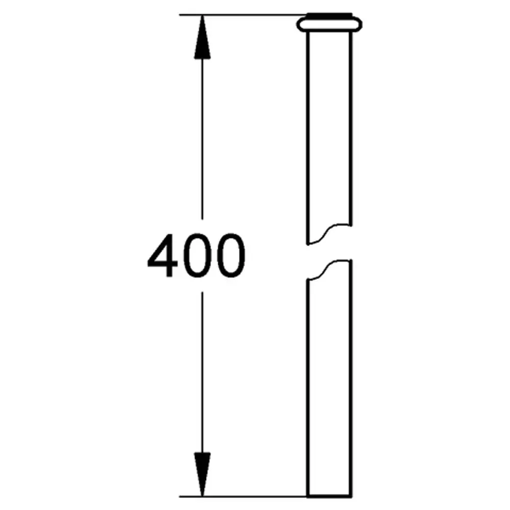 Gerades Spülrohr aus Messing mit verchromter Oberfläche von Grohe, gezeigt in einer schematischen Darstellung mit definierten Maßen.