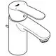 Einzelnes chromfarbenes Bedienungs-Element von Grohe mit flachem Hebel und einem zylindrischen Körper, geeignet für Niederdruckanlagen.