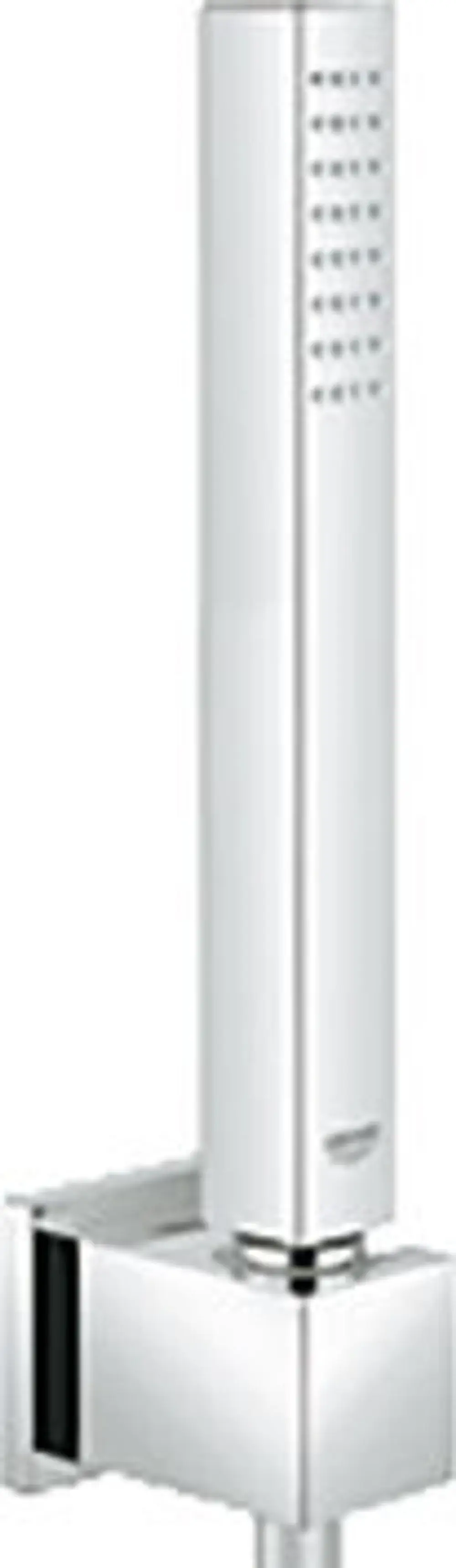 Weißer Wandhalter mit integrierter Brausehalterung von Grohe, schlichte, moderne Bauform, geeignet zur Montage in Duschbereichen.