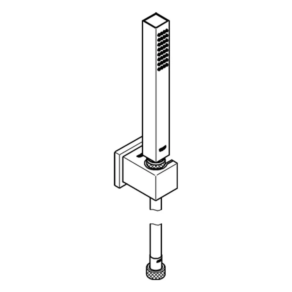 Wandhalter für Dusche, bestehend aus einem vertikalen Stab mit Halterung und Gewinde, aus Chrom, von Grohe. Ideal für die Befestigung einer Handbrause.