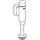 Grohe Urinal-Druckspüler in vertikaler Anordnung, mit einem integrierten Auslass und einem runden Betätigungsbutton im oberen Bereich. Nutzung geruchlicher Vorabsperrung.