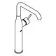 Grohe-Armatur für freistehende Waschschüsseln mit einem schlanken, gebogenen Auslauf und einem seitlichen Hebel zur Wassersteuerung.