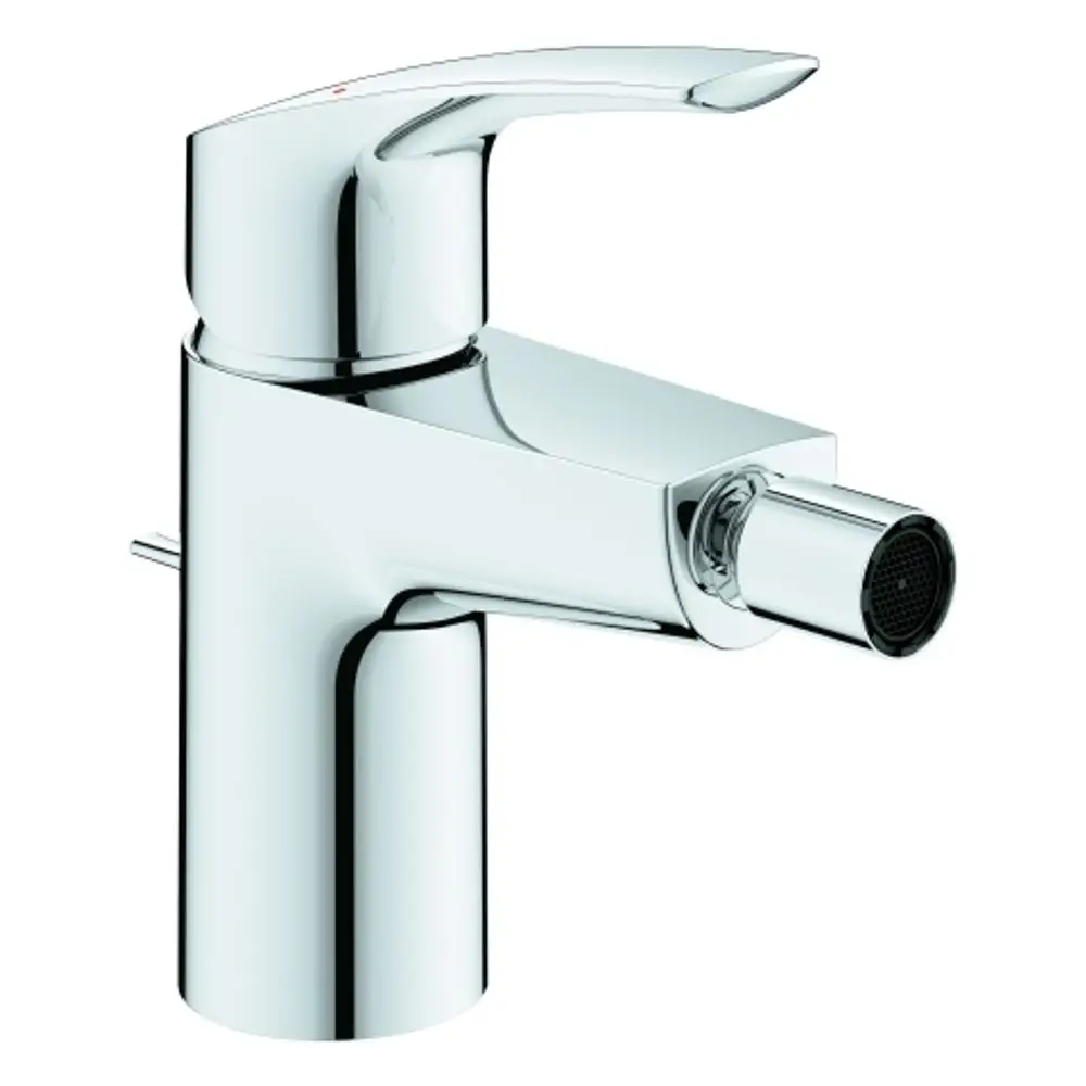 GROHE Bidetarmatur in chrom mit einem Hebel und einem seitlichen Zugstangen-Ablauf. Kompakte Bauweise für moderne Badezimmeranwendungen.