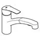 Grohe Wasserhahn mit flachem Auslauf und Hebelsteuerung. Das Design ist schlicht und funktional, geeignet für moderne Küchen oder Bäder.