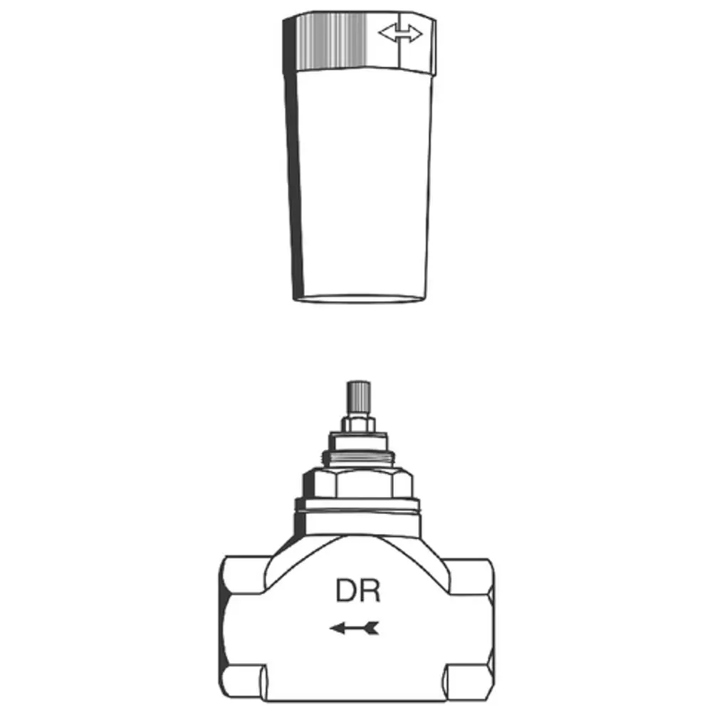 Grohe Ventil-Unterteil mit Oberteil und Gewindeanschluss. Das Produkt zeigt eine schematische Darstellung für die Installation.
