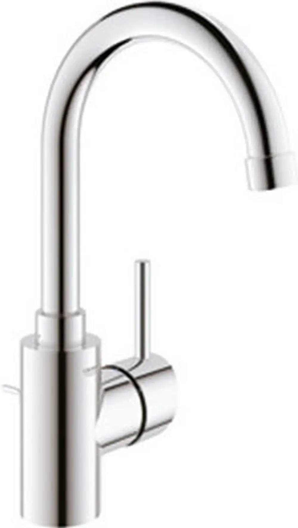 Grohe-Waschtischarmatur mit hohem, gebogenem Auslauf und seitlichem Griff. Verchromte Oberfläche, geeignet für moderne Badezimmeranwendungen.
