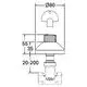 Grohe Ventiloberbau mit einer Höhe von 55 mm und einem Durchmesser von 80 mm. Anschlüsse und Maße sind optisch erkennbar. Konstruktion zur Installation von Sanitäranlagen.