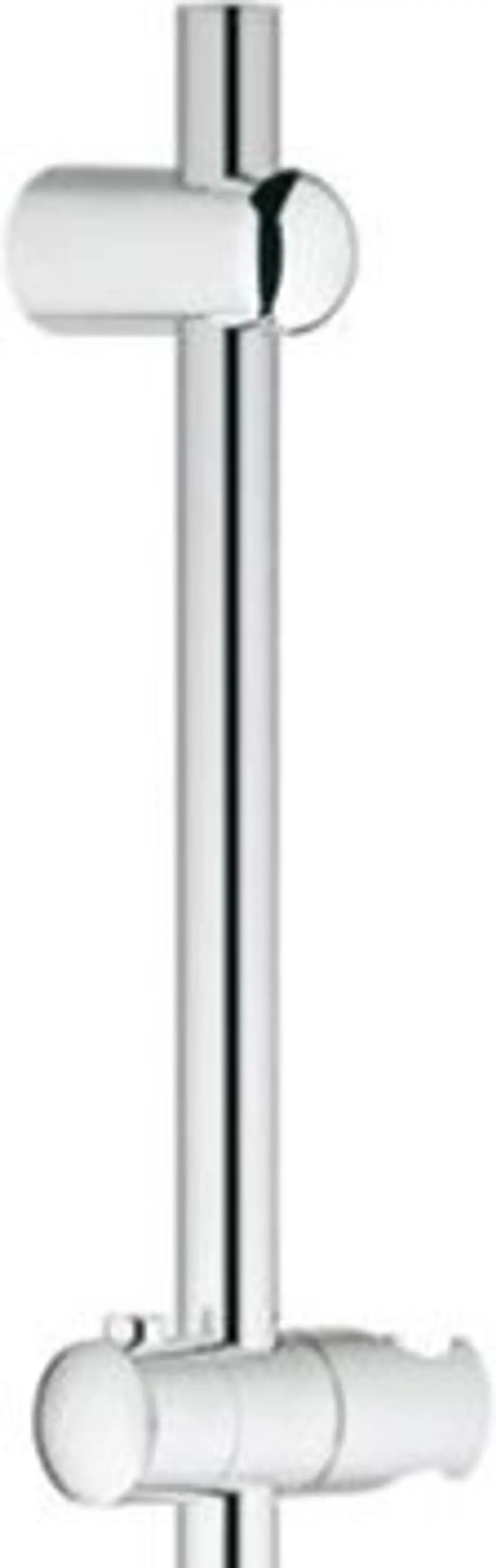 Grohe Brausestange aus chromfarbenem Metall, vertikal montiert, mit verstellbarem Halter zur Fixierung eines Duschkopfes.