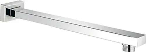 Brausearm von Grohe mit geradem, quadratischen Design und einer verchromten Oberfläche, geeignet für die Montage an einer Duschkopf-Befestigung.