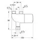 GROHE Thermostat zur Verbrühschutz- und Untertischinstallation mit zwei Anschlüssen und einem Wasserauslass, abgebildet in technischer Zeichnung.