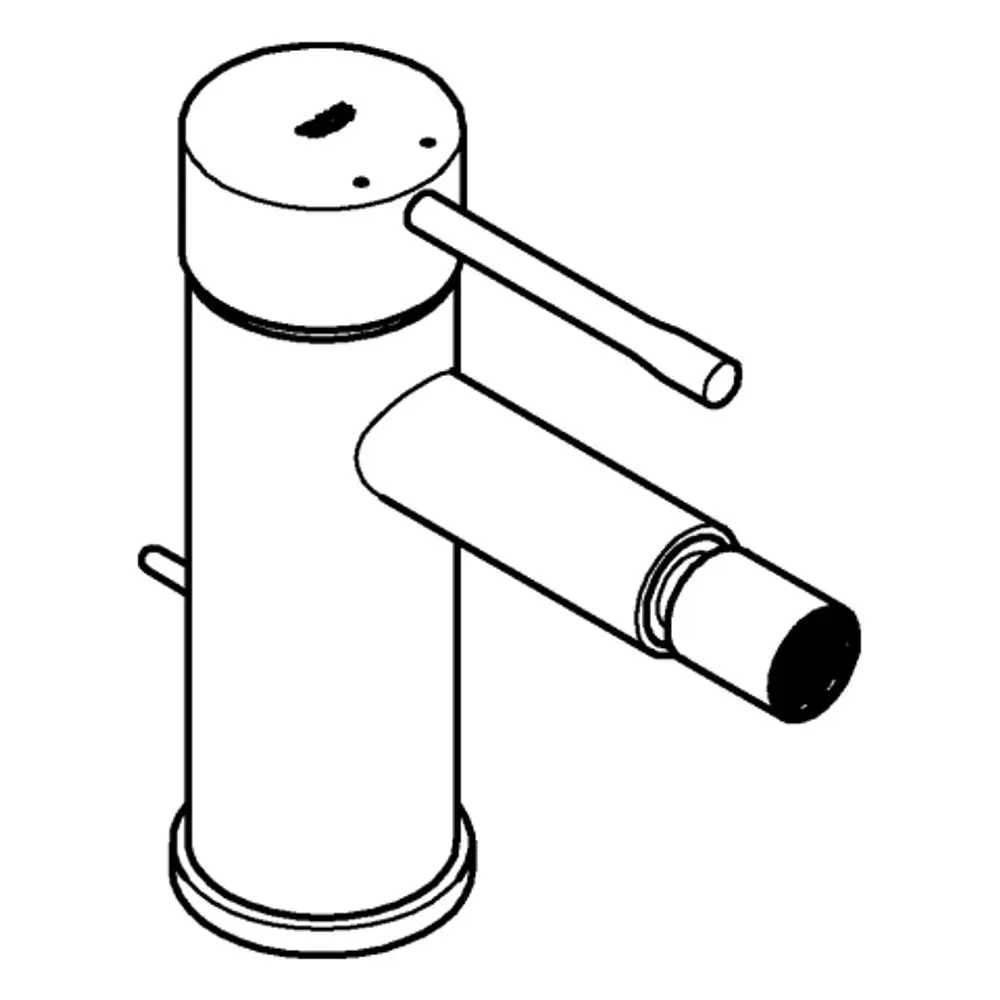 Grohe Einhand-Bidetbatterie in chrom mit seitlichem Hebel und Anschluss für Zugstangen-Ablaufgarnitur. Klar strukturierter Korpus mit Rundungen.