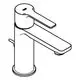 Grohe-Waschtischarmatur mit einem schlichten Design, einem langen Hebel und runder Basis, in verchromter Ausführung.