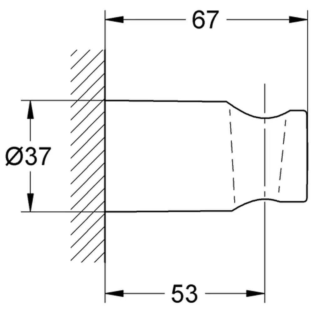 GROHE Wandbrausehalter in chrom mit einer festen Halterung. Das Produkt zeigt eine zylindrische Form mit zwei unterschiedlichen Durchmessern.