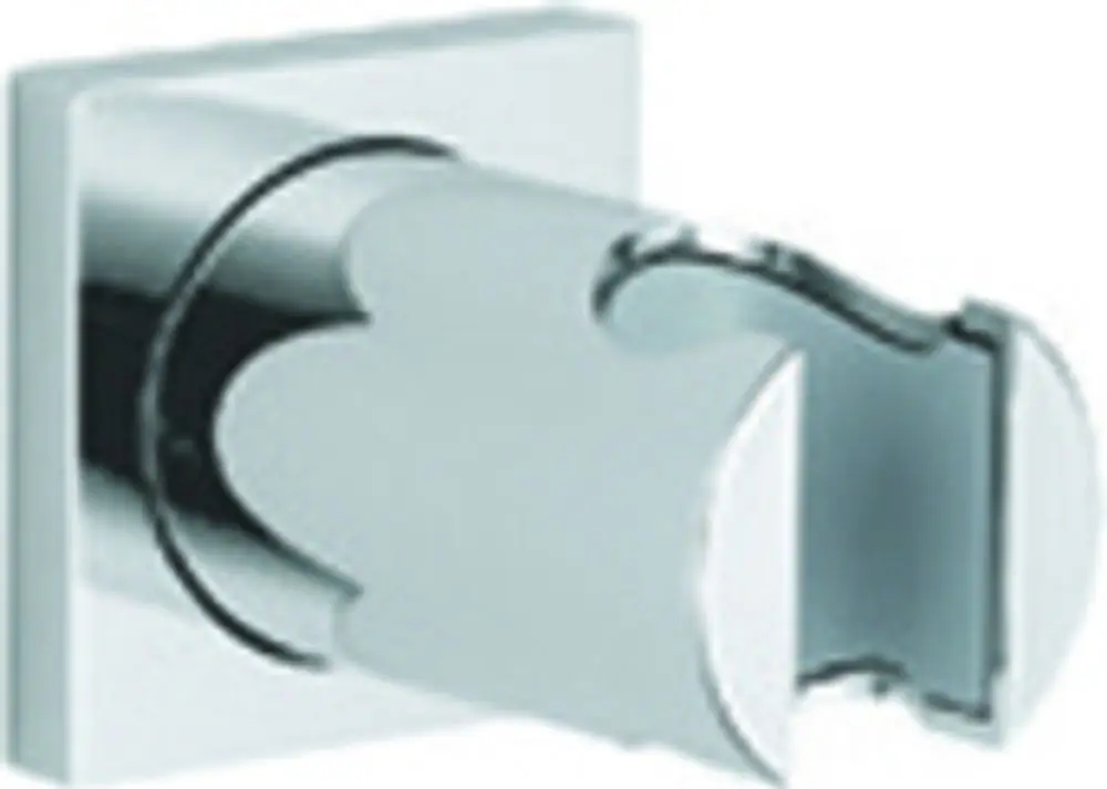 Wandbrausehalter aus verchromtem Material mit nicht verstellbarem Design und eckiger Rosette, hergestellt von Grohe.
