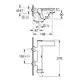 Wandmontierte Grohe Wannenbatterie mit einem Auslauf und einer Bedienungseinheit, dargestellt in einem technischen Diagramm mit Maßangaben.