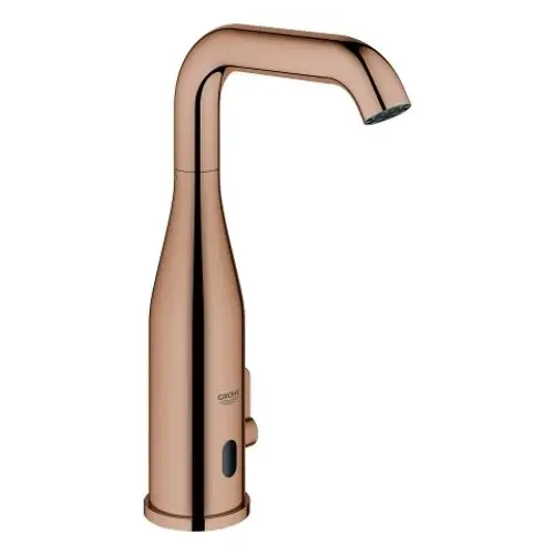 Grohe-Wasserhahn mit ergonomischem Design in Roségold, ausgestattet mit einem Infrarot-Sensor für berührungsloses Wasser. Ideal für moderne Waschbeckeninstallationen.