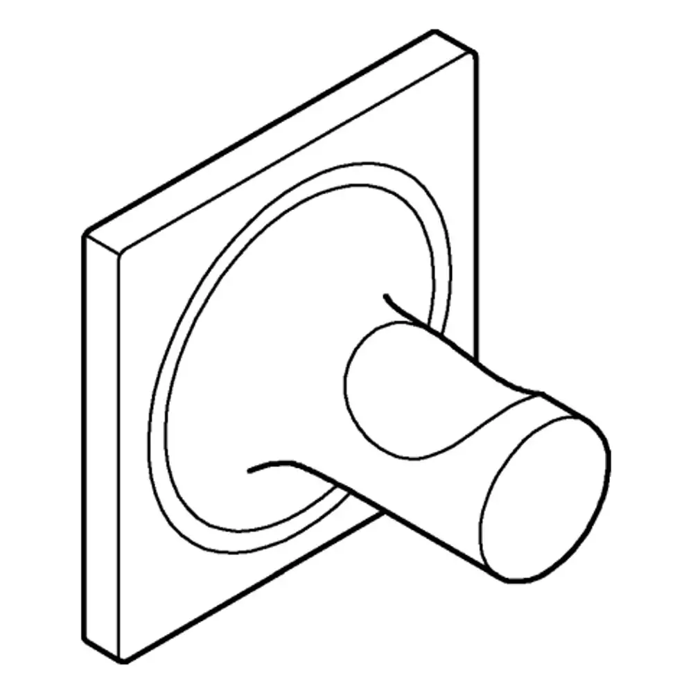 GROHE Bademantelhaken in gebürsteter Optik, konisch geformt, montiert auf einer quadratischen Wandplatte, geeignet für Badezimmeranwendungen.