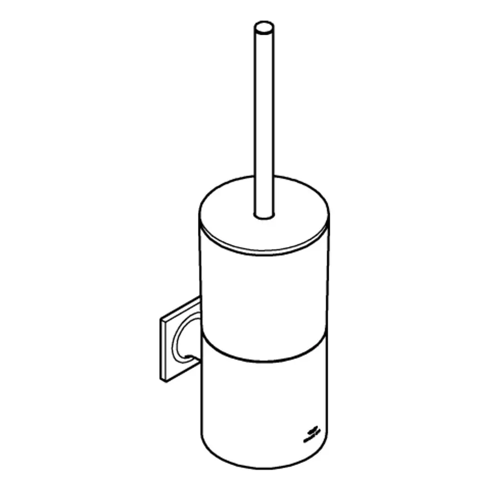 Grohe WC-Bürstengarnitur mit Wandmontage, zylindrische Form, gebürstete Oberfläche in warmem Sunset-Ton, inklusive passendem Bürstenstiel in der Mitte des Designs.