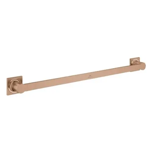 Roségoldener Handtuchhalter aus der Allure-Serie von Grohe, mit quadratischen Wandhaltern und einem minimalistischen, geraden Design.