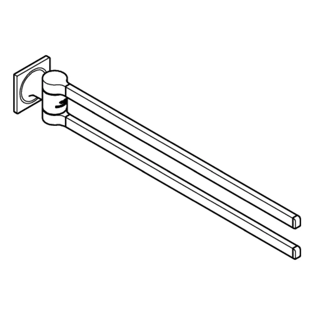 GROHE Doppel-Handtuchhalter aus zwei parallelen Stangen, montiert an einer Wandhalterung, in schlichtem Design und verchromter Oberfläche.