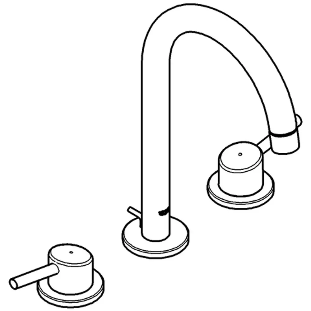 GROHE 3-Loch-Waschtischarmatur mit hohem Auslauf und zwei Drehgriffen auf der linken und rechten Seite. Zugstangen-Ablaufgarnitur im chromfarbigen Design.