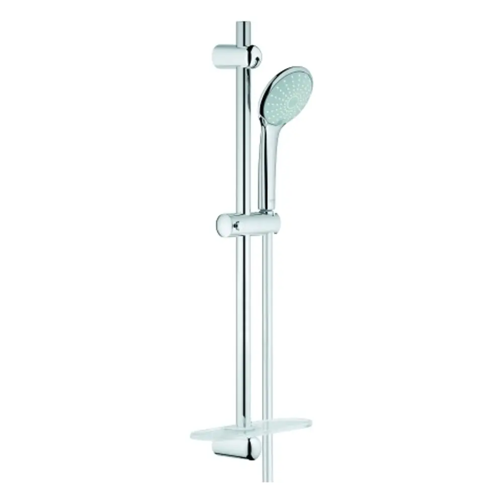 Grohe Brausegarnitur mit Halterung, Handbrause und Seifenschale, in glänzendem Chrom finish, für die Montage in einer Dusche.