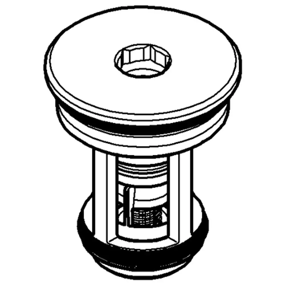 Sicherungseinrichtung von Grohe mit runder Oberfläche und hexagonalem Innenbereich, angezeigt in einer isometrischen Ansicht, geeignet für spezifische Armatureneinheiten.