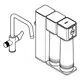 Grohe Wasserfilteranlage mit zwei Filtern und einem modernen Wasserhahn. Die Einheit ist kompakt und auf einer Basis montiert.