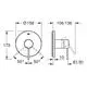 Grohe Mischbatterie mit runder Front, seitlicher Bedienhebel und verstellbarem Auslauf in grafitfarbenem Finish. Technische Zeichnung mit Abmessungen und Winkelangaben.