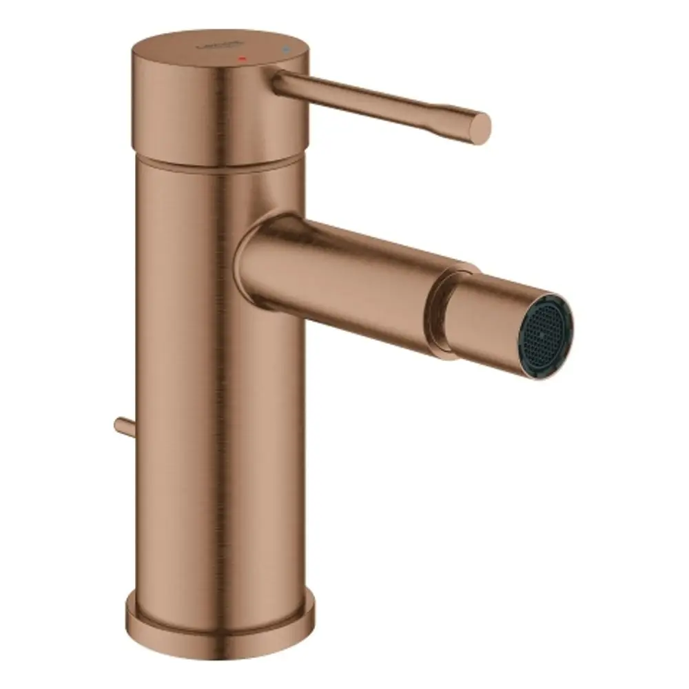 Einhand-Bidetbatterie von Grohe in warmer Sunset-Farbe mit gebürsteter Oberfläche und seitlichem Hebel zur Temperaturregelung.