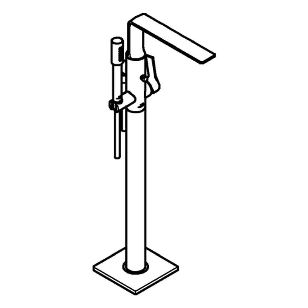 Grohe Badewannenarmatur in Bodenmontage mit einem langen Hebel und einem robusten Standfuß, entworfen für eine moderne Badezimmerinstallation.