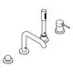 Grohe 4-Loch-Wannenkombination mit einem gebogenen Wasserhahn, einer Handbrause und einem separaten Bedienhebel für die Temperaturregelung.