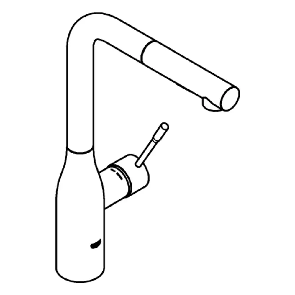 Grohe-Spültischbatterie mit einem hohen, geschwungenen Auslauf, seitlichem Hebel und einer integrierten Spülbrause in hard graphite.