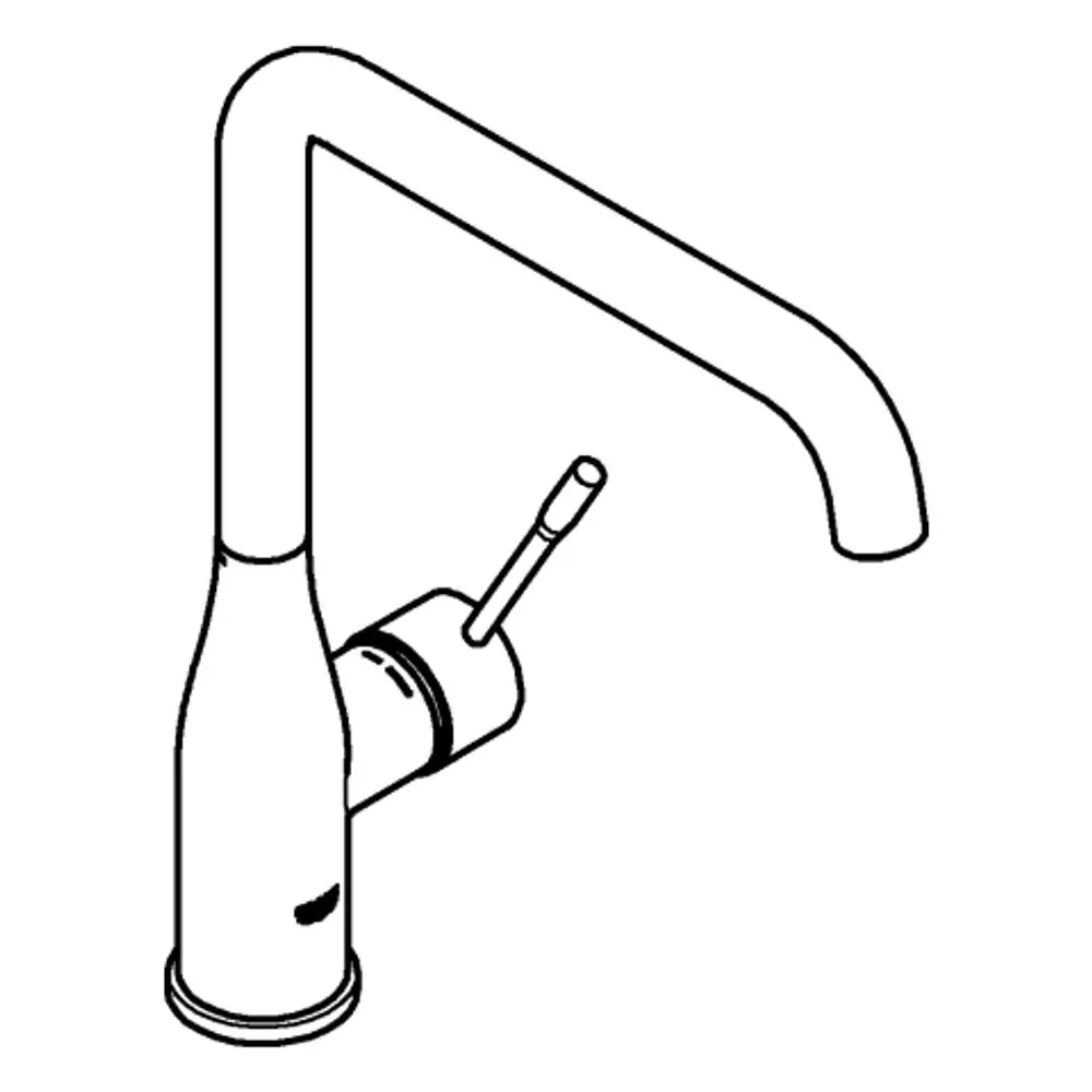Grohe Wasserhahn mit hohem Auslauf und einem Hebel. Der elegante, schlanke Körper ist in einem klaren Design gehalten.