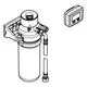 Grohe Wasserfilter mit Aktivkohle. Zylinderförmiger Körper mit Eingangs- und Ausgangsanschlüssen sowie integriertem Messgerät.