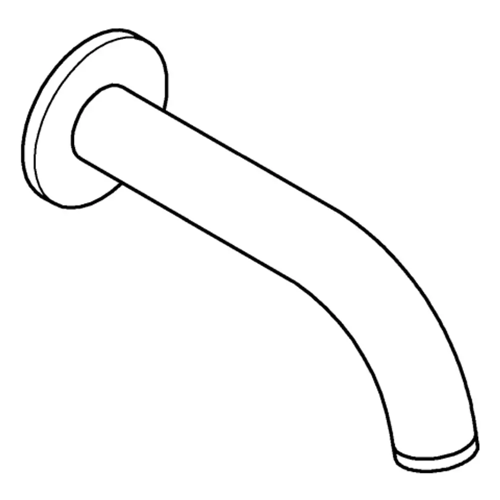 Wandmontierter Einlauf mit gebogenem Rohr, hergestellt von Grohe, für die Verbindung mit einer Badewanne.