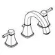 Batterie von Grohe mit drei Löchern, bestehend aus einem federndem Wassertropfen und zwei seitlichen Bedienhebeln in einem minimalistischen Design.