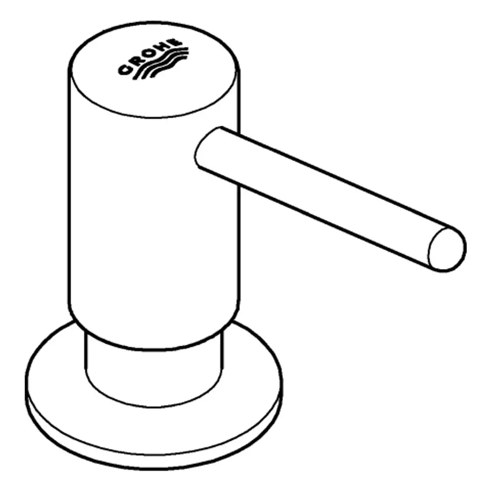 GROHE Seifenspender mit runder Basis und seitlichem Auslauf, einfache Formgebung, geeignet für die Wandmontage in Badezimmer oder Küche.