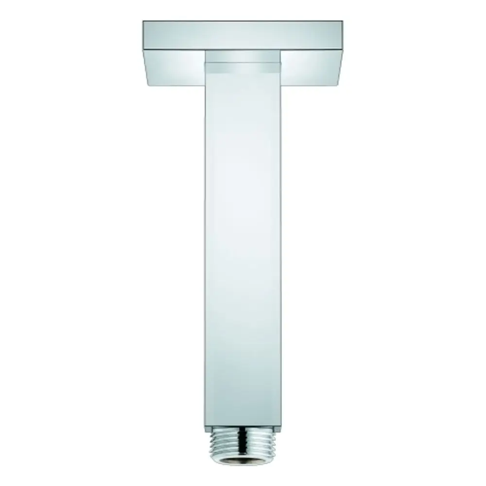 GROHE Deckenauslass in rechteckiger Form mit einem oberen Element und einem unteren Gewindeanschluss, verchromt, zur Installation in Duschsystemen.