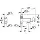 GROHE Was-Ventil mit zwei G3/8-Anschlüssen und einem G3/4-Anschluss, in chrom, zur Anwendung in Sanitärinstallationen. Zeichnung mit Maßen und technischen Details.