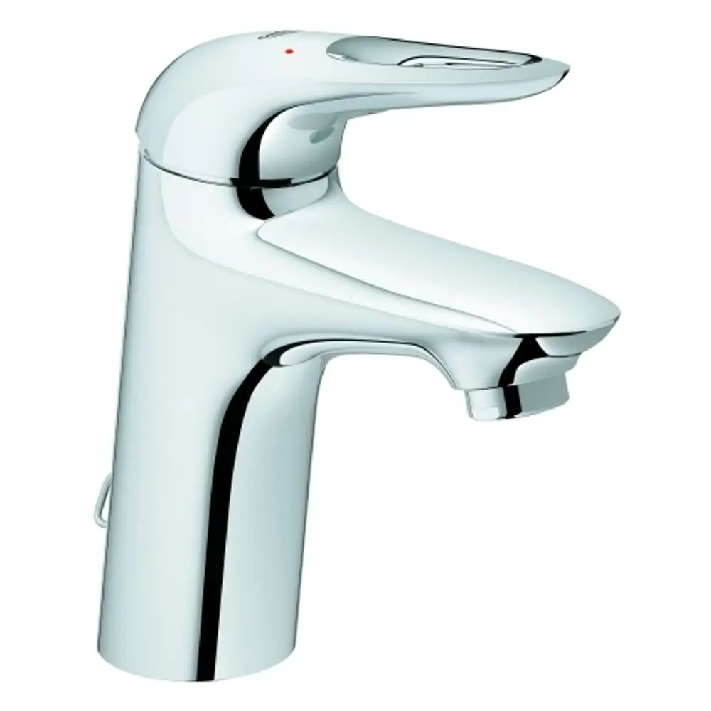 Grohe-Waschtischbatterie mit offenem Hebel, verchromte Oberfläche, moderne Form, geeignet für Badezimmereinrichtungen, ausgestattet mit einer Kette.