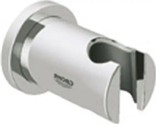 Wandhalterung von Grohe für eine Brause, nicht verstellbar, mit runder Rosette in Edelstahl-Optik. Sie bietet eine sichere Befestigung und ist für Badezimmeranwendungen geeignet.